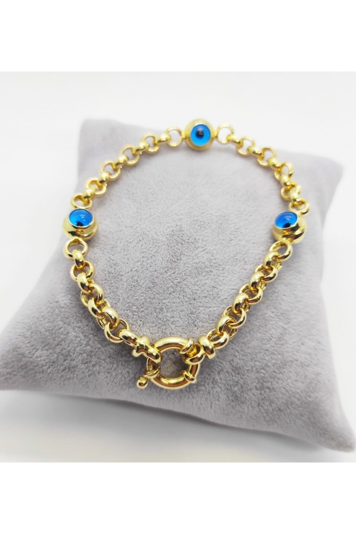 ANATOLİA GÜMÜŞ SAAT Nazar Boncuklu Altın Işçiliği Göz Bileklik