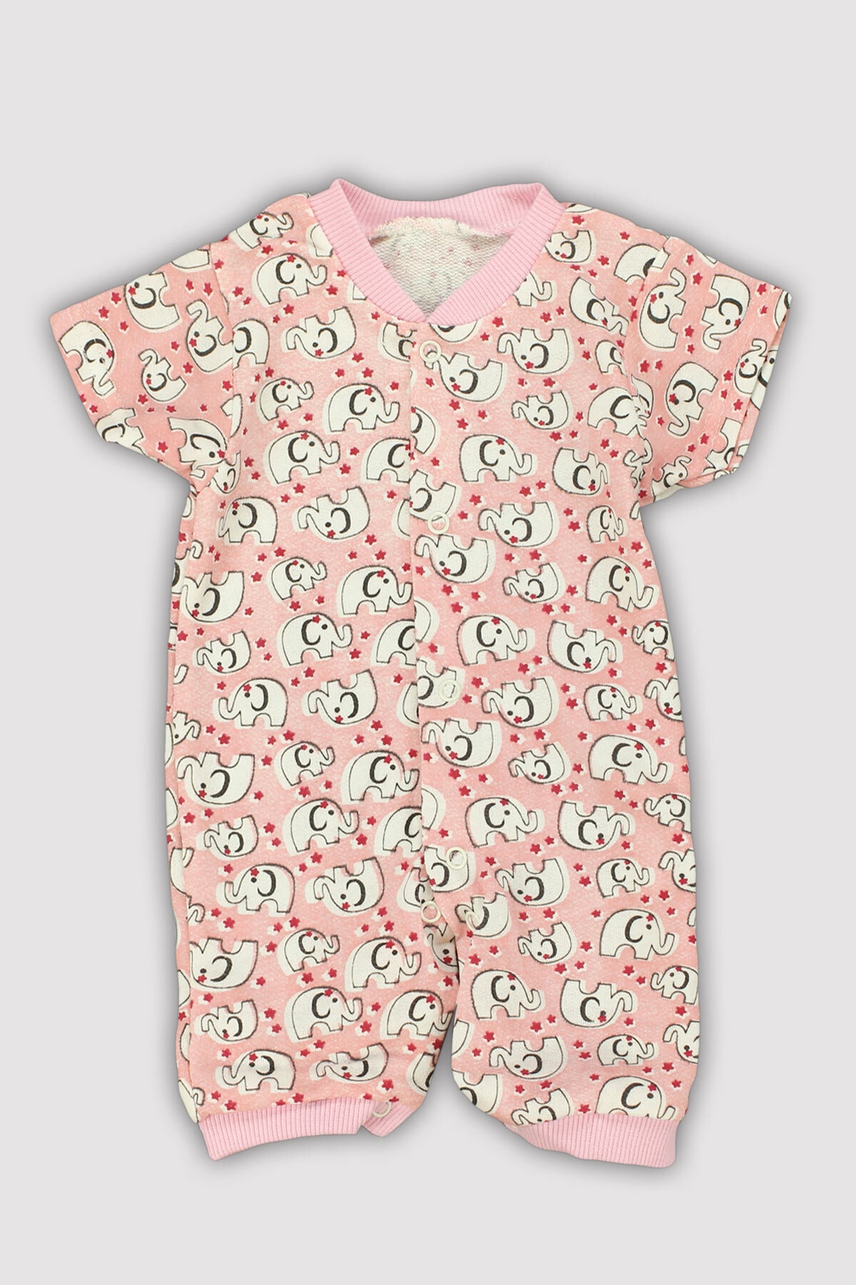 Peki 4 Mevsim Uniseks Bebek %100 Pamuk Orta Sert Dar Kalıp Fil Baskı Ribana Manşetli 12445