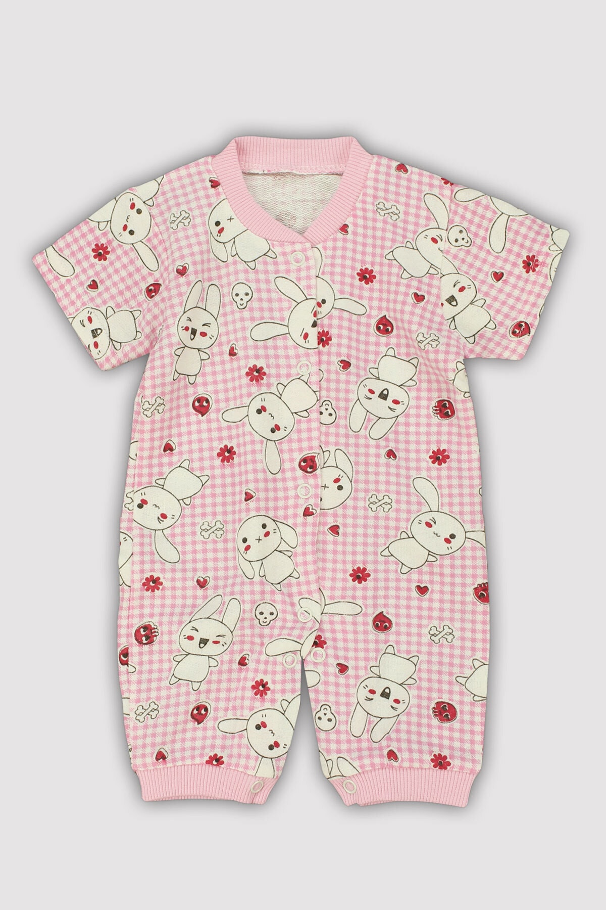 Peki 4 Mevsim Kız Bebek %100 Pamuk Dar Kalıp Tavşan Baskı Ribana Manşetli 12444