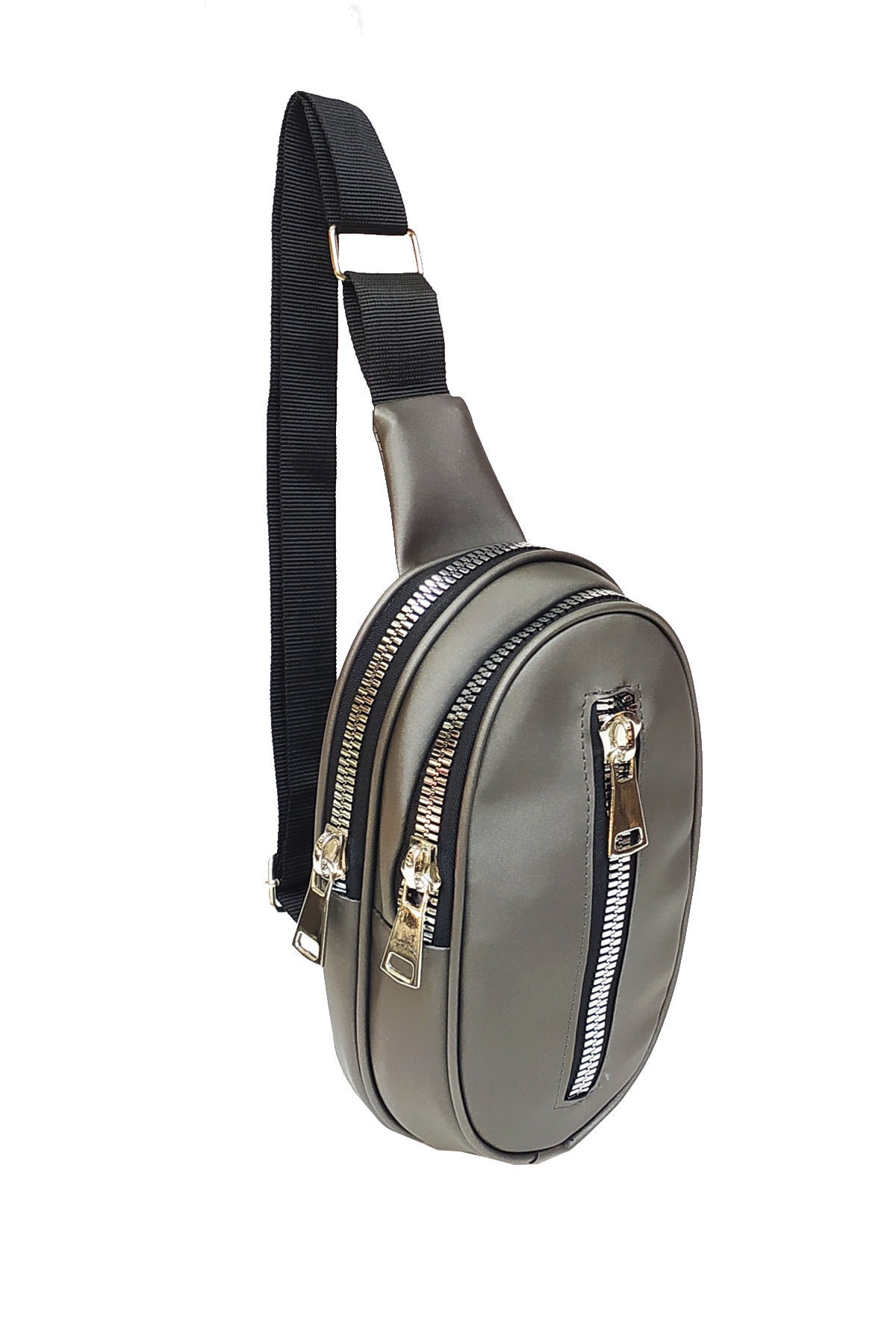 VİENCA Kadın Koyu Gri Saten Bel Çantası