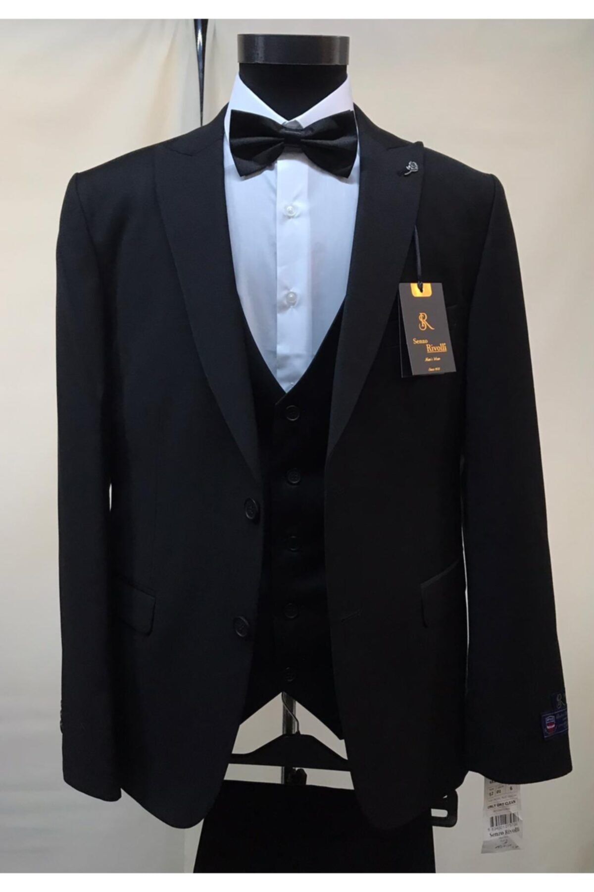 Senzo Rivolli Slim Fit Yelekli Siyah Damatlık
