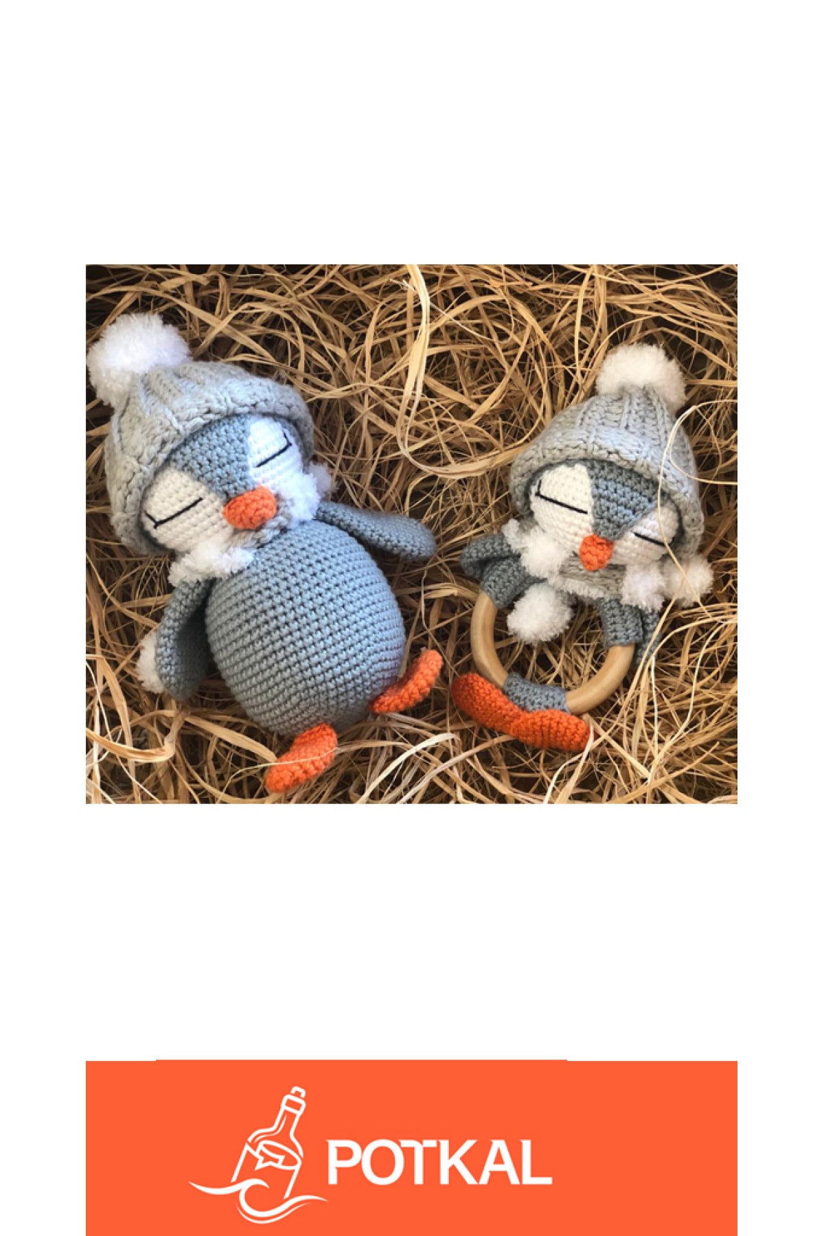 Potkal Hediye Fabrikası Sevimli Penguen Uyku Arkadaşı Oyun Seti Amigurumi Organik Yeni Doğan Bebek Çocuk Oyuncak Dişlik
