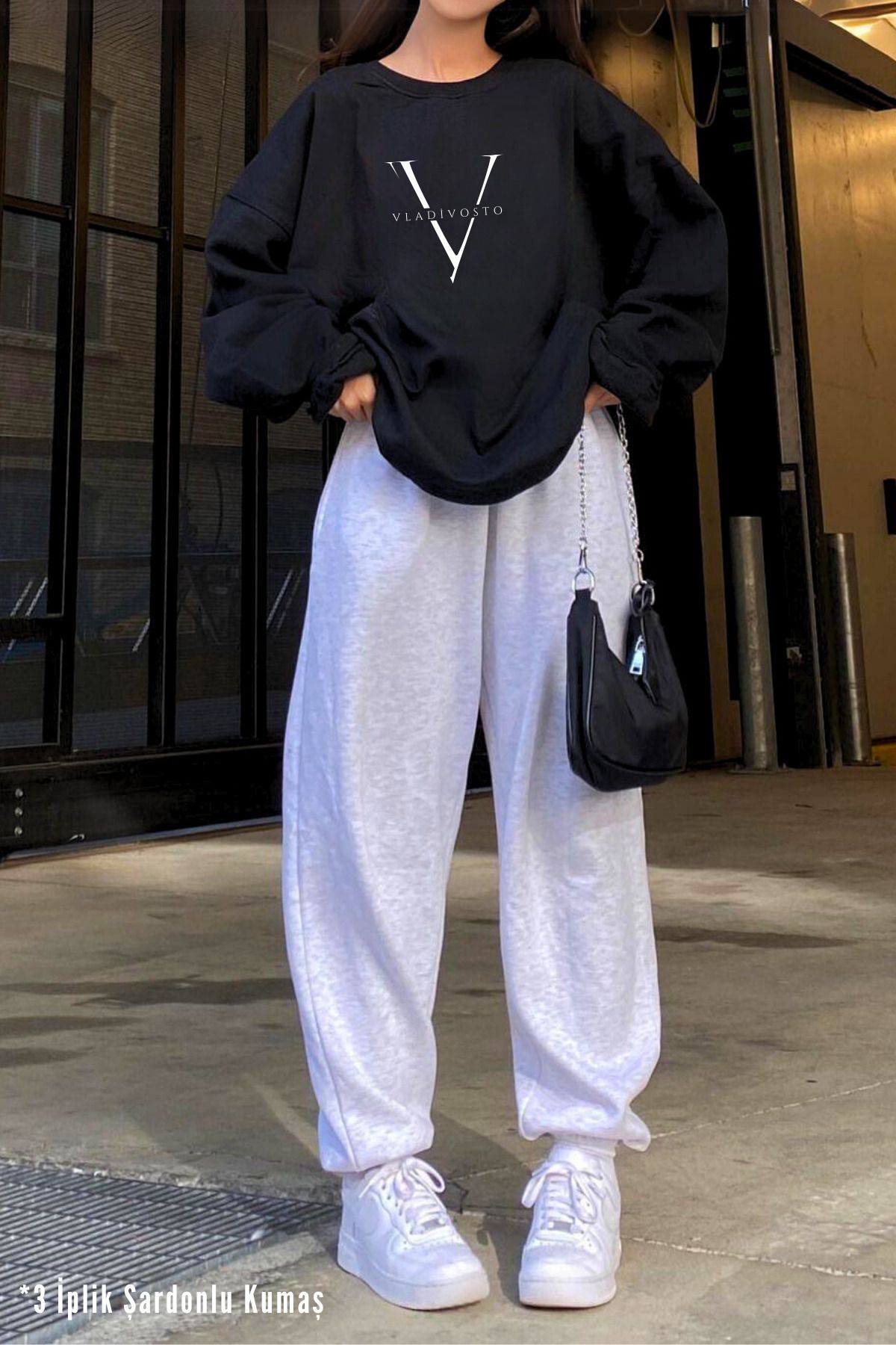 vladivosto 3 Thread Rose Gold Thick Plus Size Jogger Gray Black