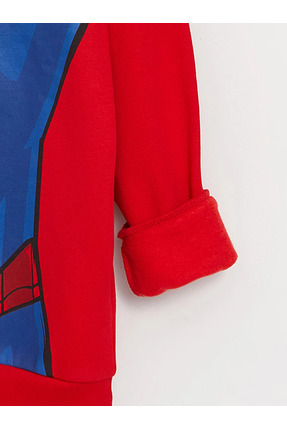 Kapüşonlu Spiderman Baskılı Uzun Kollu Erkek Çocuk Tişört ve Eşofman Altı Image 2