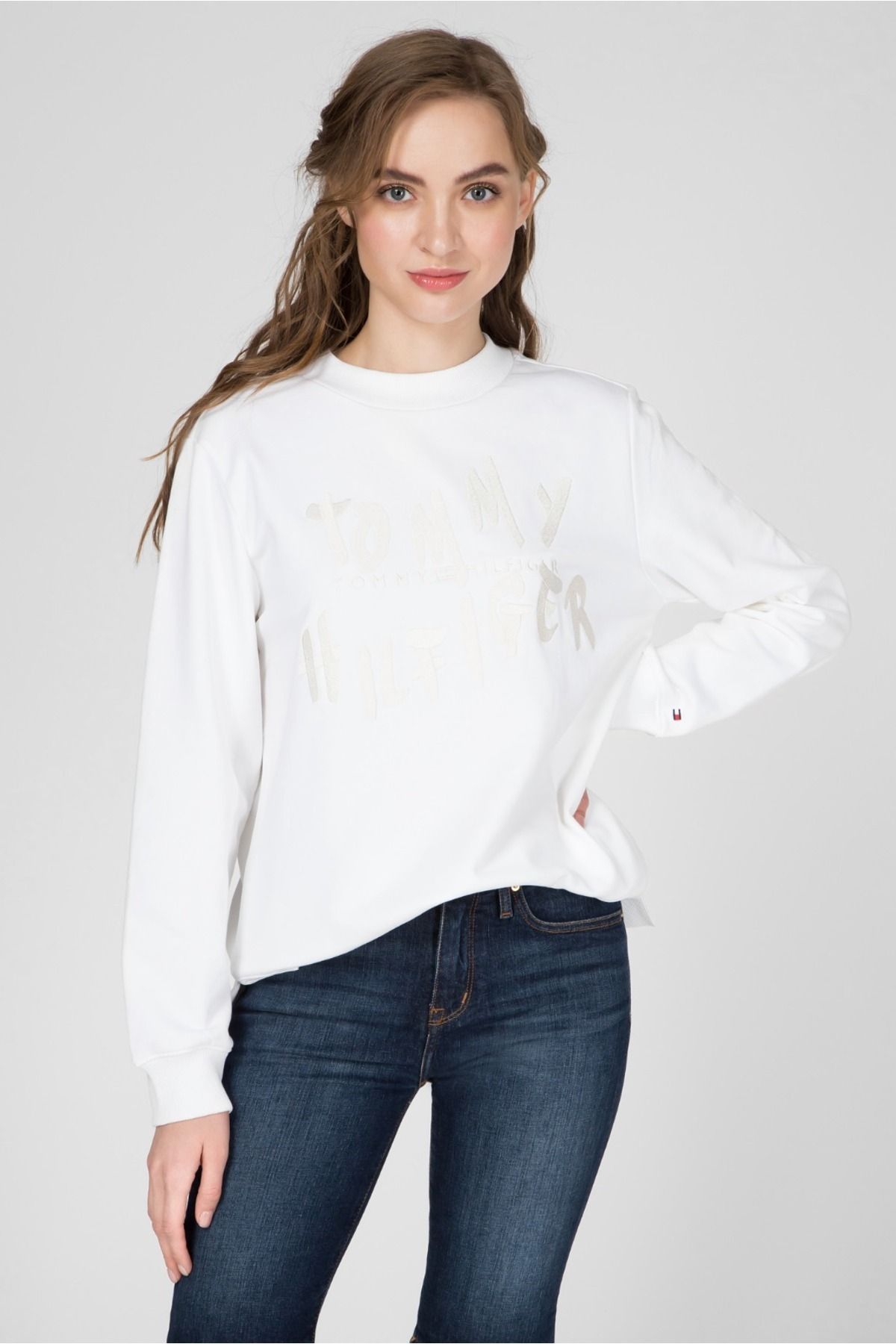 Tommy hilfiger high sales neck logo sweatshirt