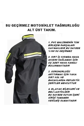 - Reflektörlü Motorcu Yağmurluğu Dikişsiz Sıcak Pres Image 2
