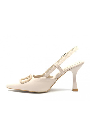 Kaygısız Krem V Toka Detaylı Stiletto Image 1