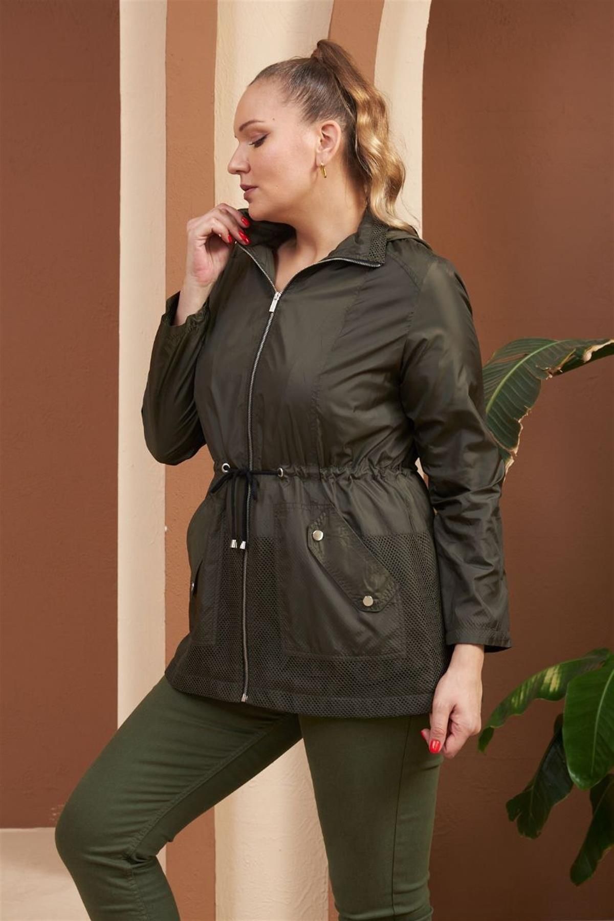 Mesh trench online coat plus size