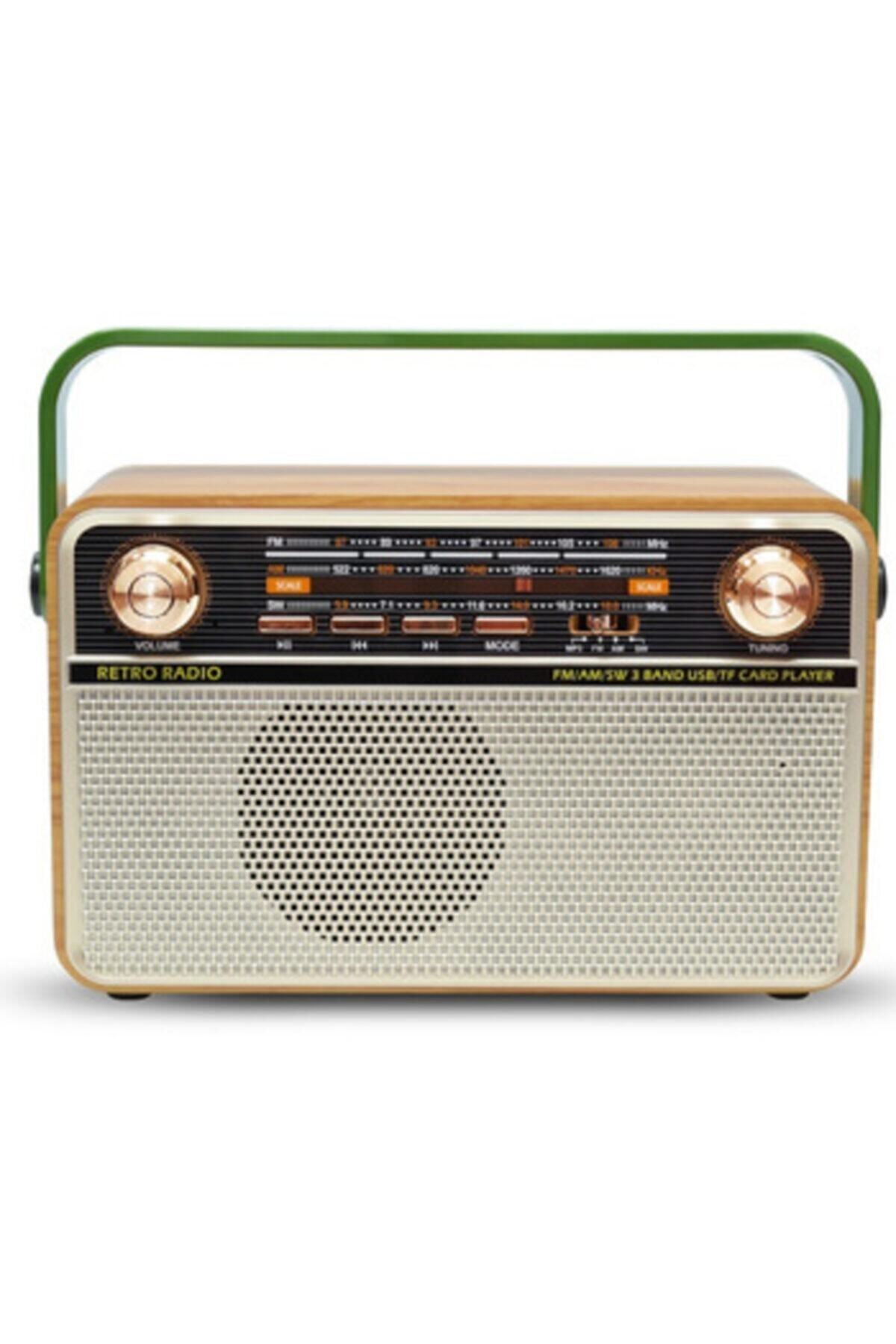 Kemai Ahşap Portatif Nostalji Radyo Bt Usb Aux Kumandalı Radyo Md-505bt