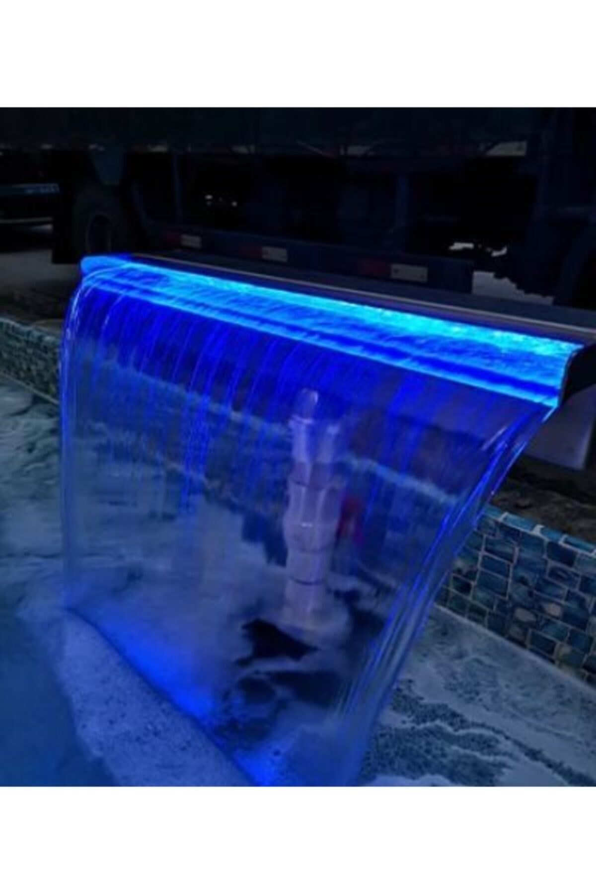 Alfa Led Işıklı Rgb Havuz Kenarı Bahçe Duvar Su Perdesi Şelalesi 120 cm