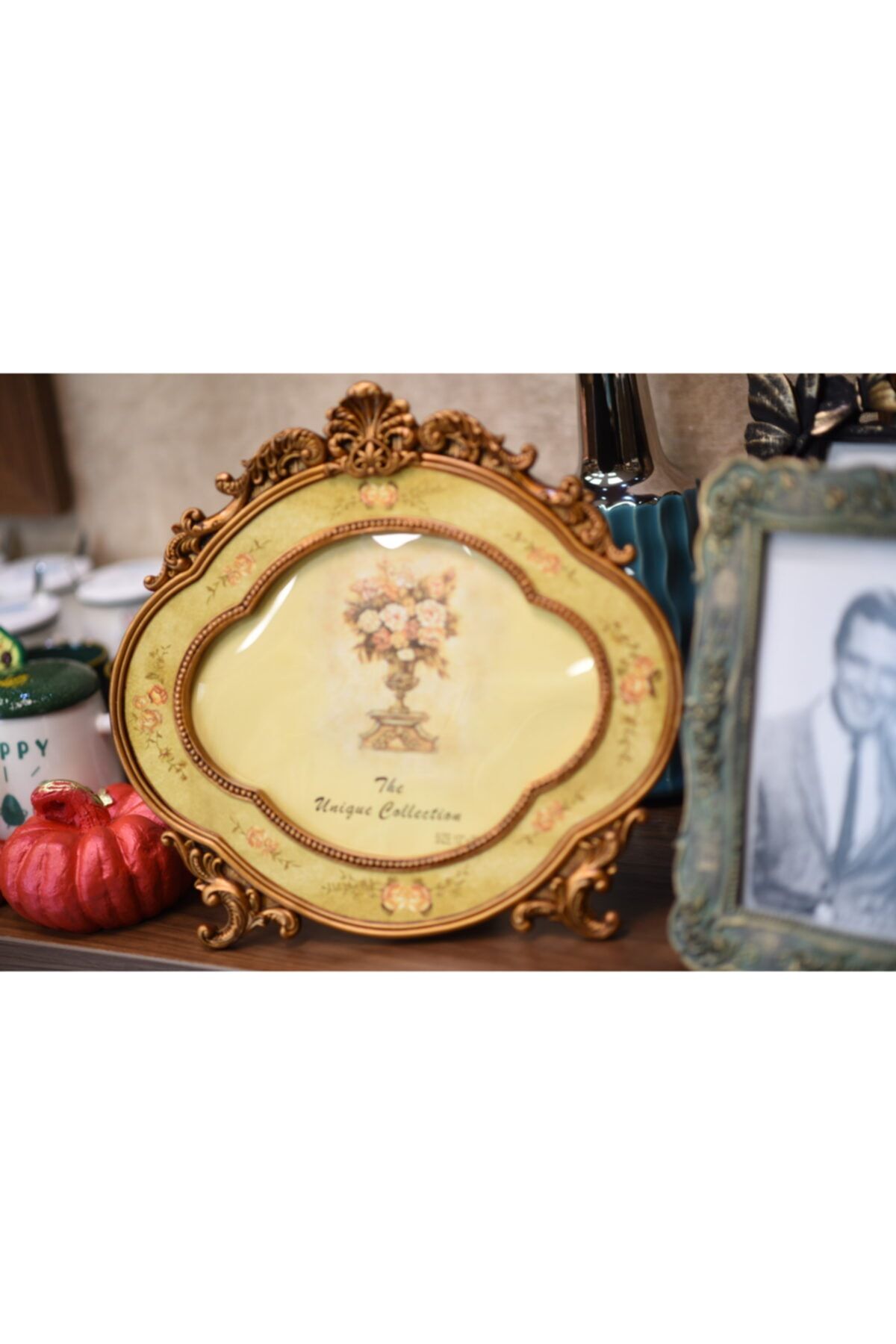 studyosercan2 Dekoratif Fotoğraf Çerçevesi Antik Altın Varak Modeli 15x21