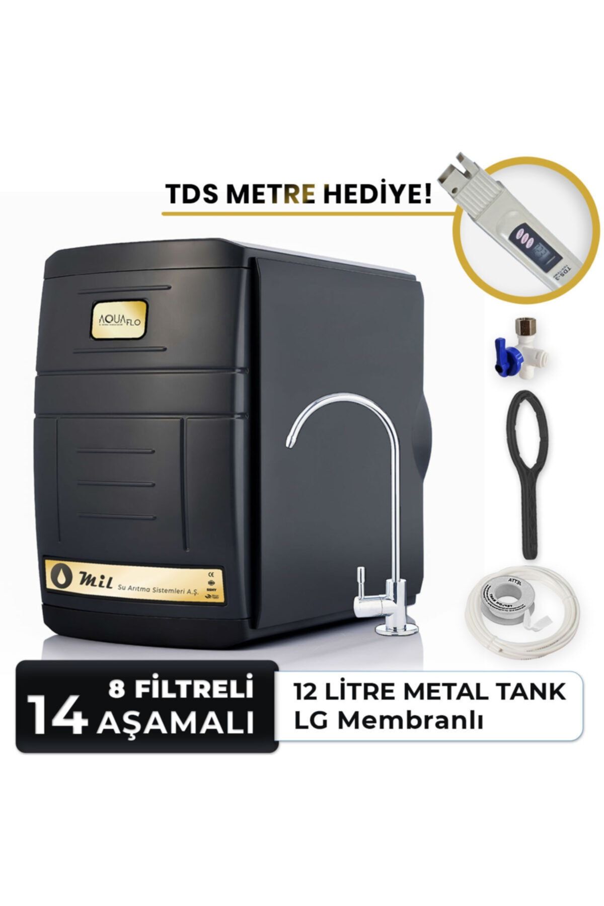 aquaflo black 14 asamali 8 filtreli 12 lt 80 gpd lg membranli kapali kasa su aritma cihazi sknp14 m l fiyati yorumlari trendyol