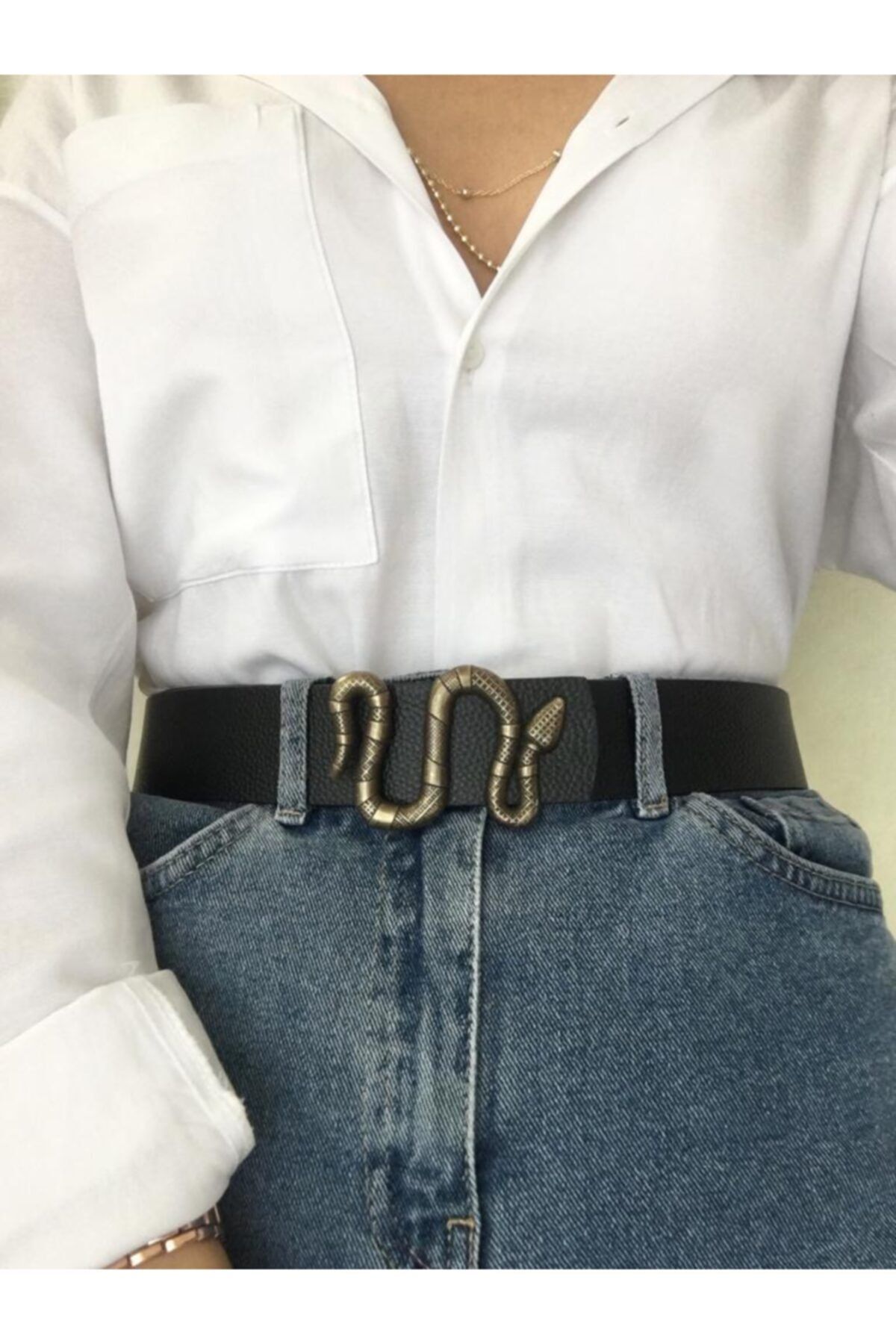 TRENDY ACCESSORY Women s Snake Buckle Faux Leather Belt Trendyol