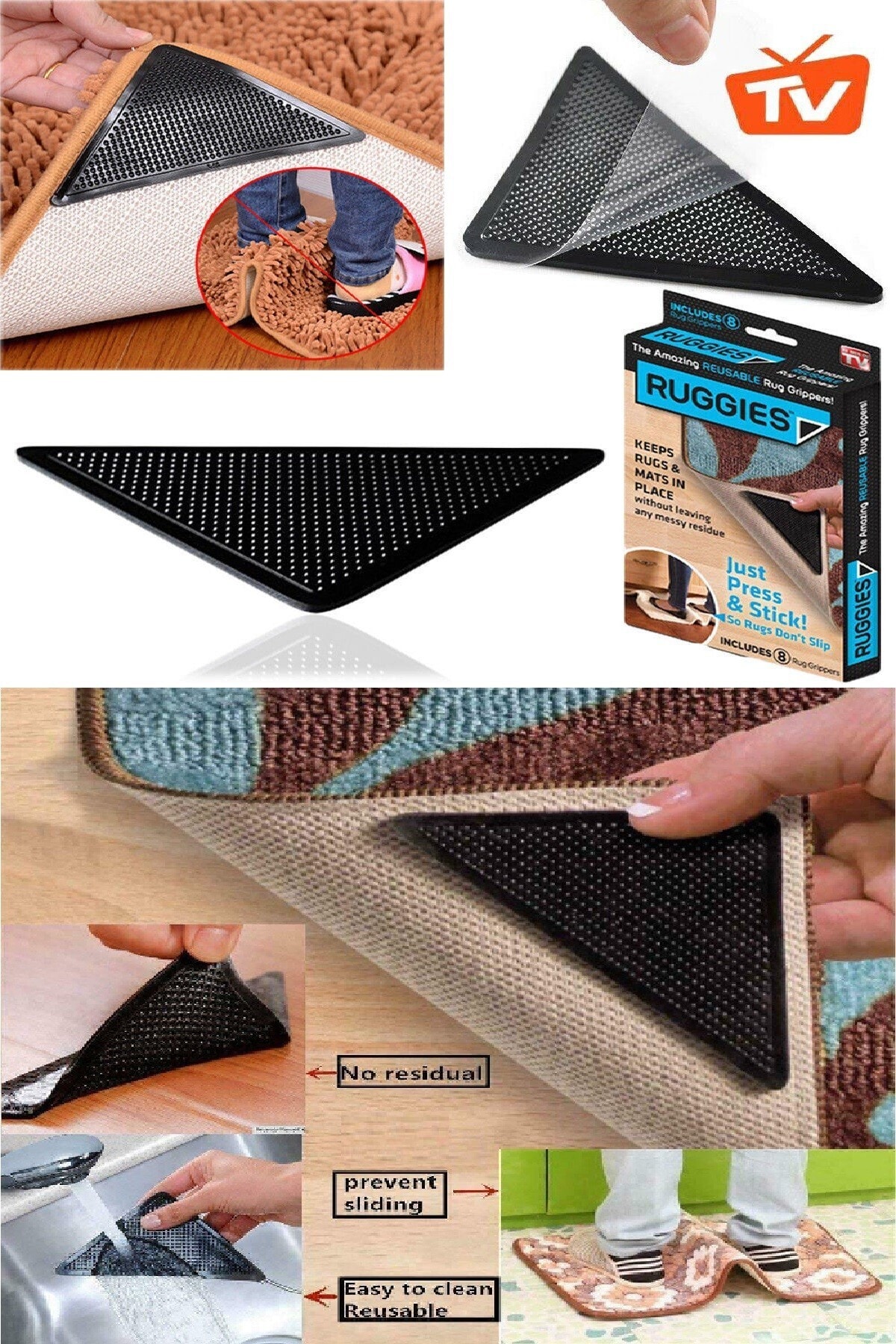 biterse 4 adet cok amacli hali kaydirmaz pedler ruggies fiyati yorumlari trendyol