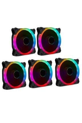 8r Plus 5x120mm 12cm Rainbow Ledli Sessiz Kasa Fanı (5'li Set) Image 0