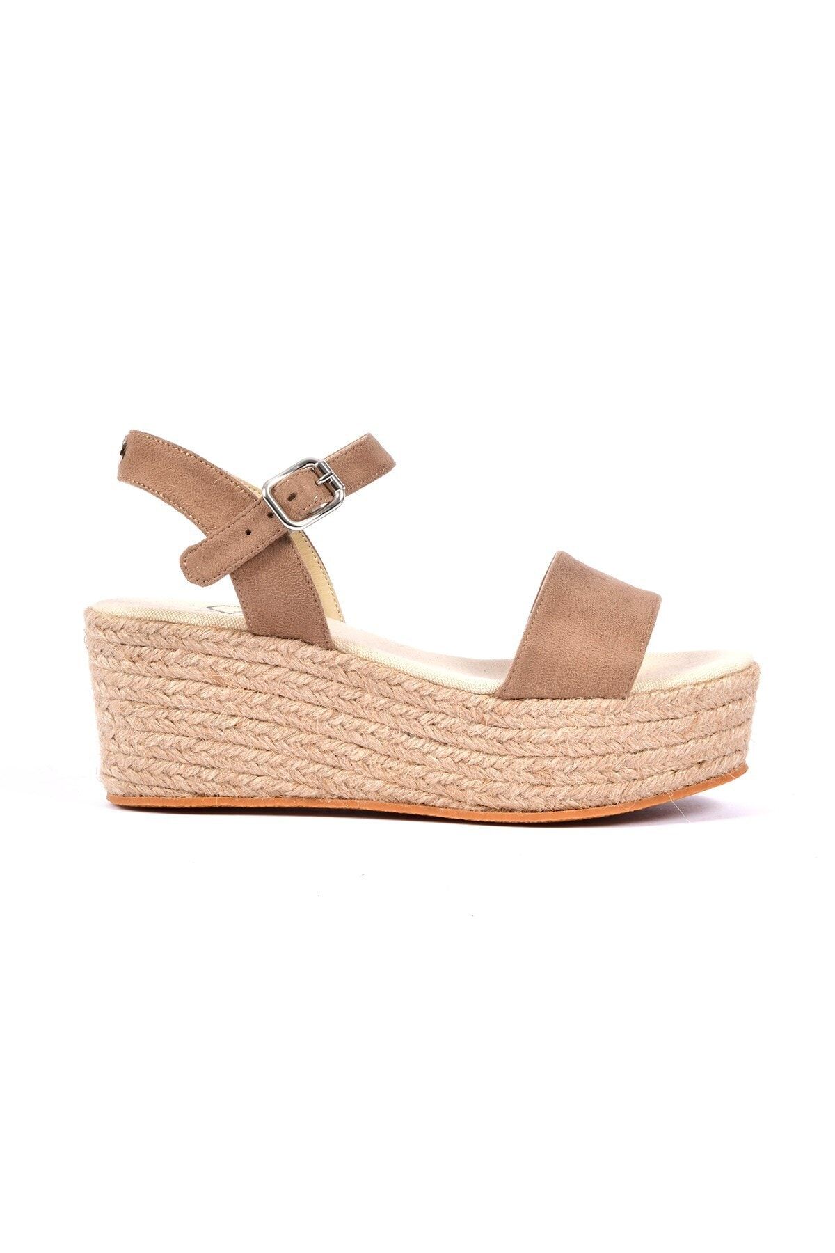 Su Espadril Espadril Alba Vizon Süet Platform Sandalet