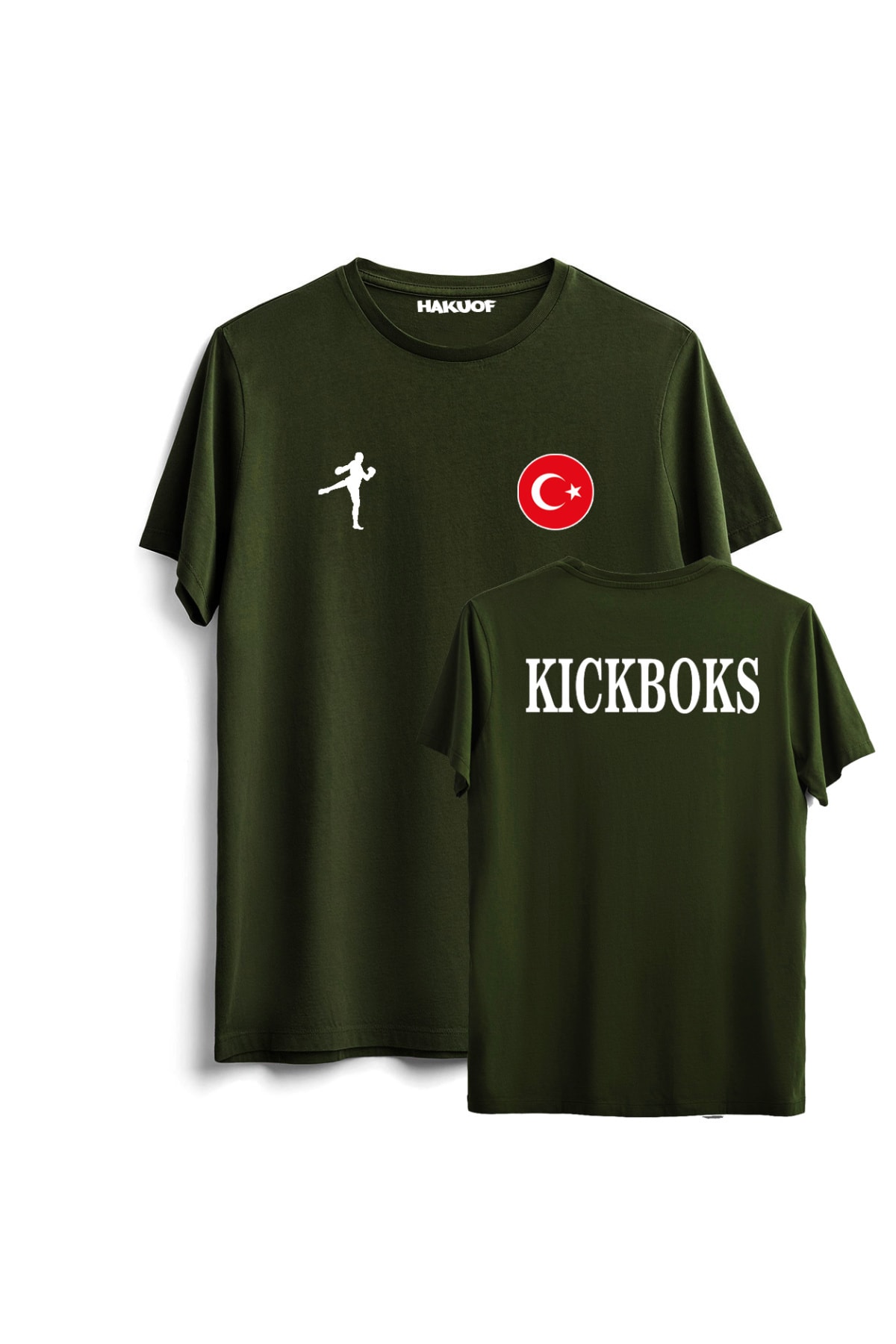 hakuof Unisex Haki Kickboks Tişört