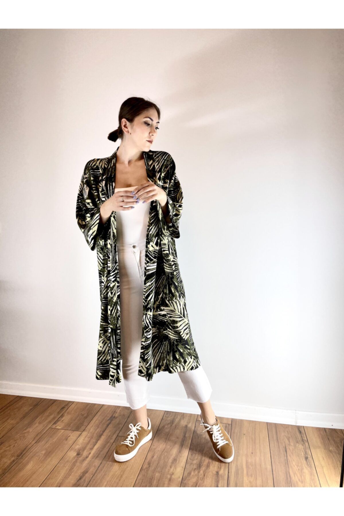 Oya Pak Official Kadın Yeşil Tropik Kimono