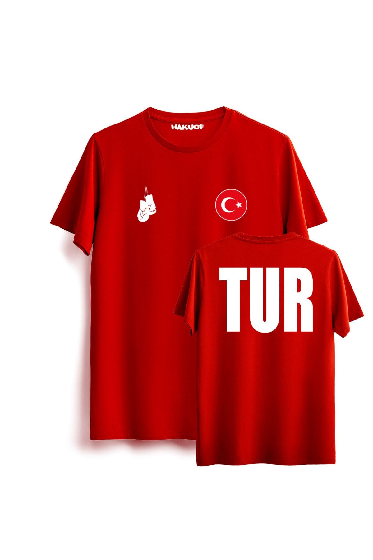 hakuof Unisex Kırmızı Boks Tişört