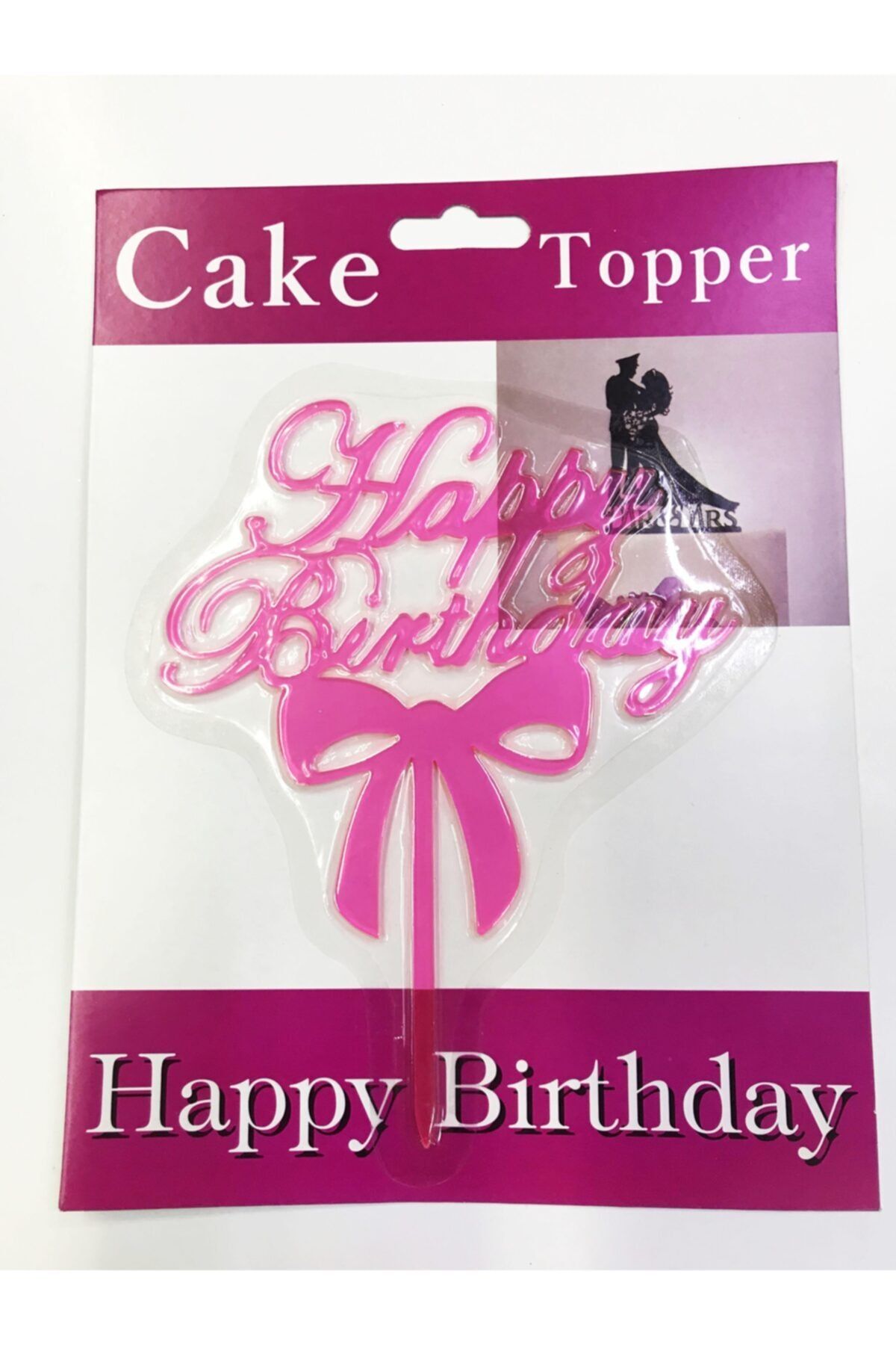 BSF Group Pembe Renk Happy Birthday Yazılı Fiyonklu Pasta Kek Çubuğu