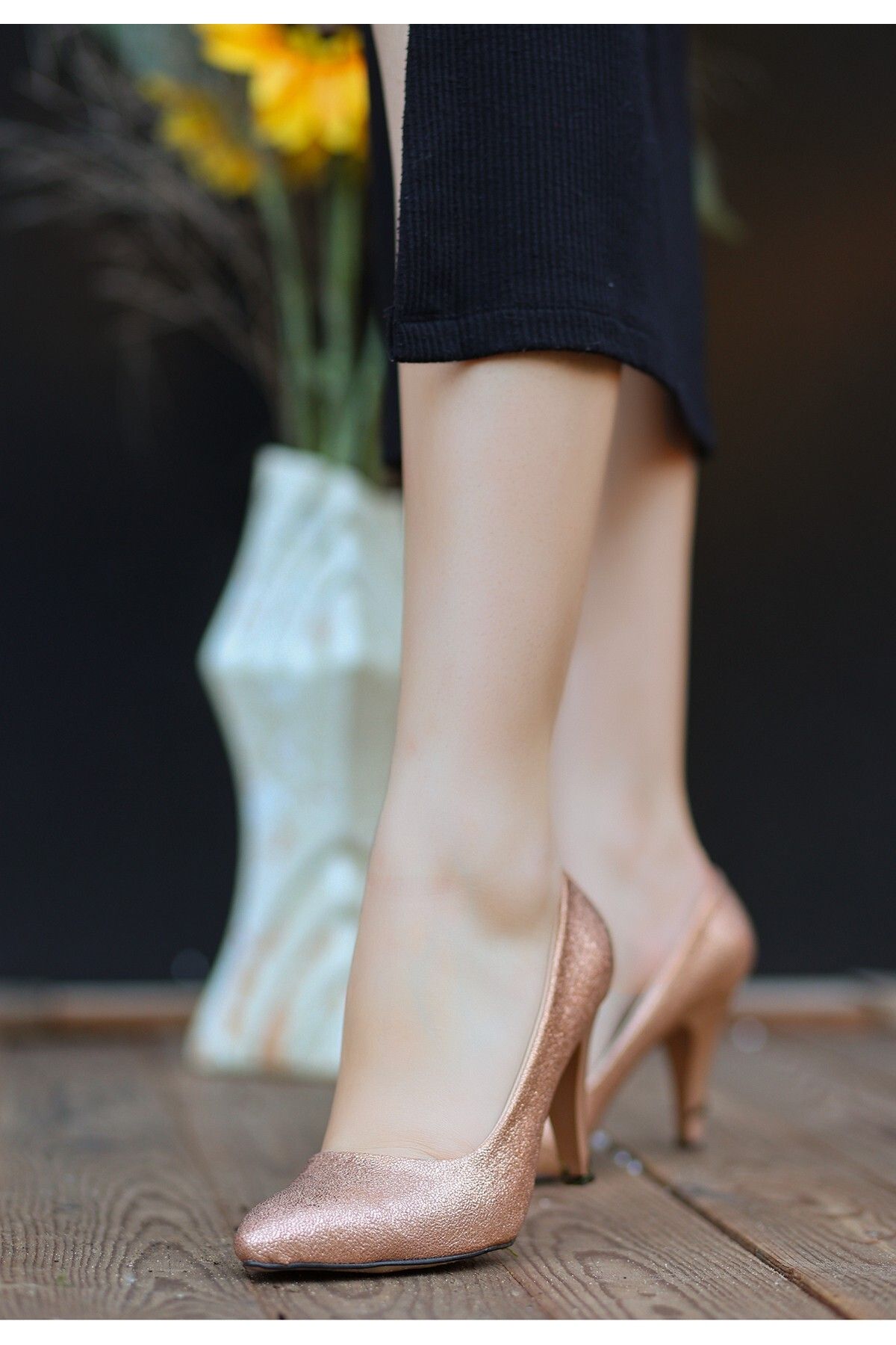 Copper shoes high heels sales