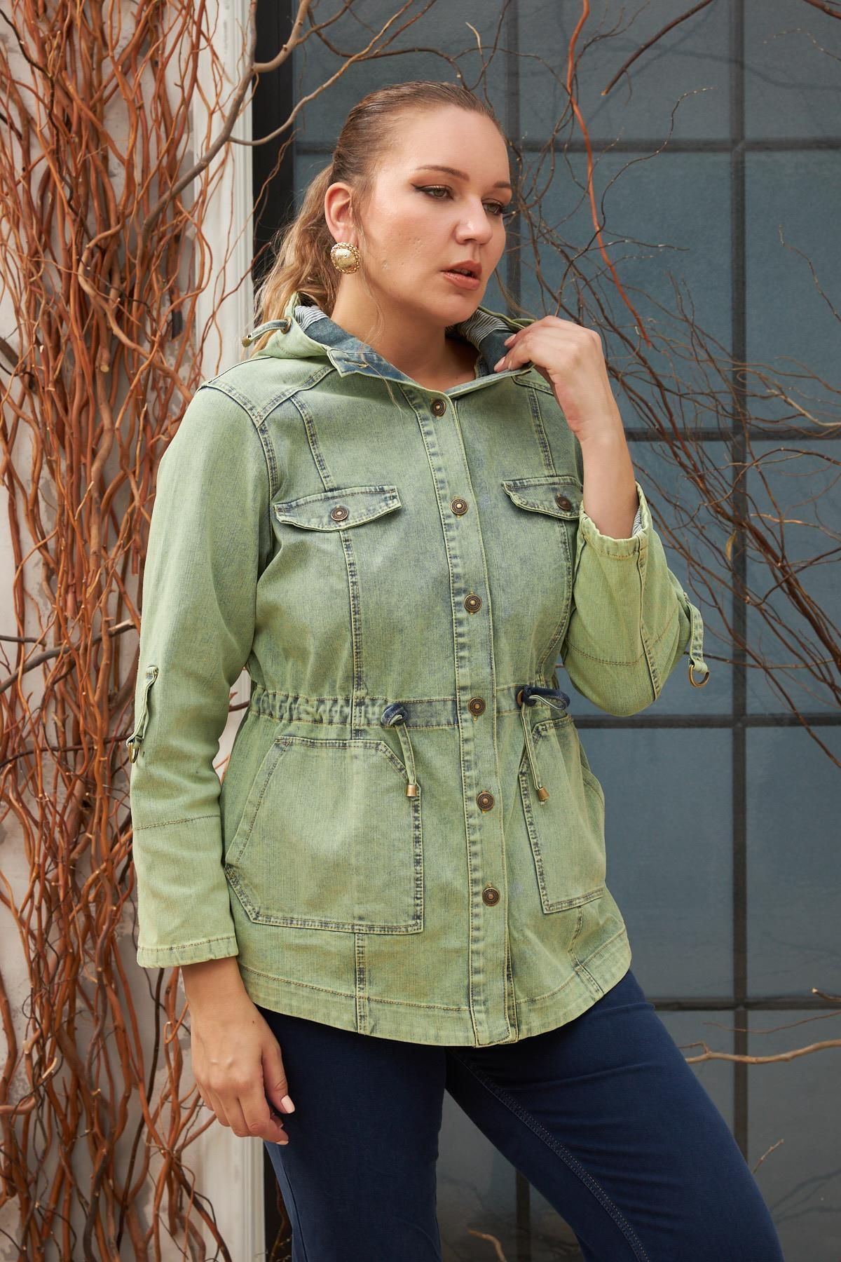 Denim jacket green on sale womens