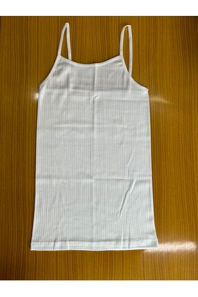 Kadın Beyaz Pamuklu İp Askılı Çizgili Atlet 4400 Image 1