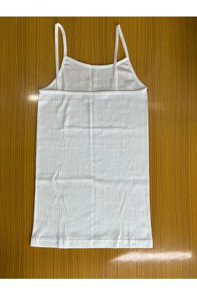 Kadın Beyaz Pamuklu İp Askılı Çizgili Atlet 4400 Image 2