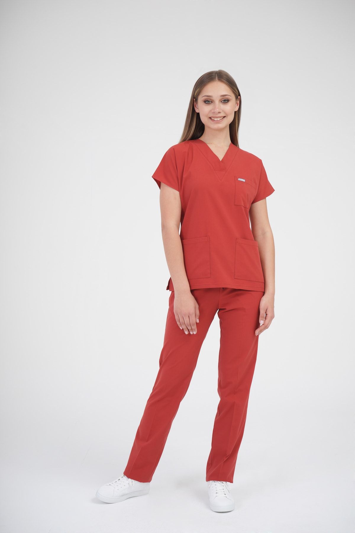 Fobs Medical Wear Lycra-linda Kiremit Kadın Likralı Üniforma Takımı