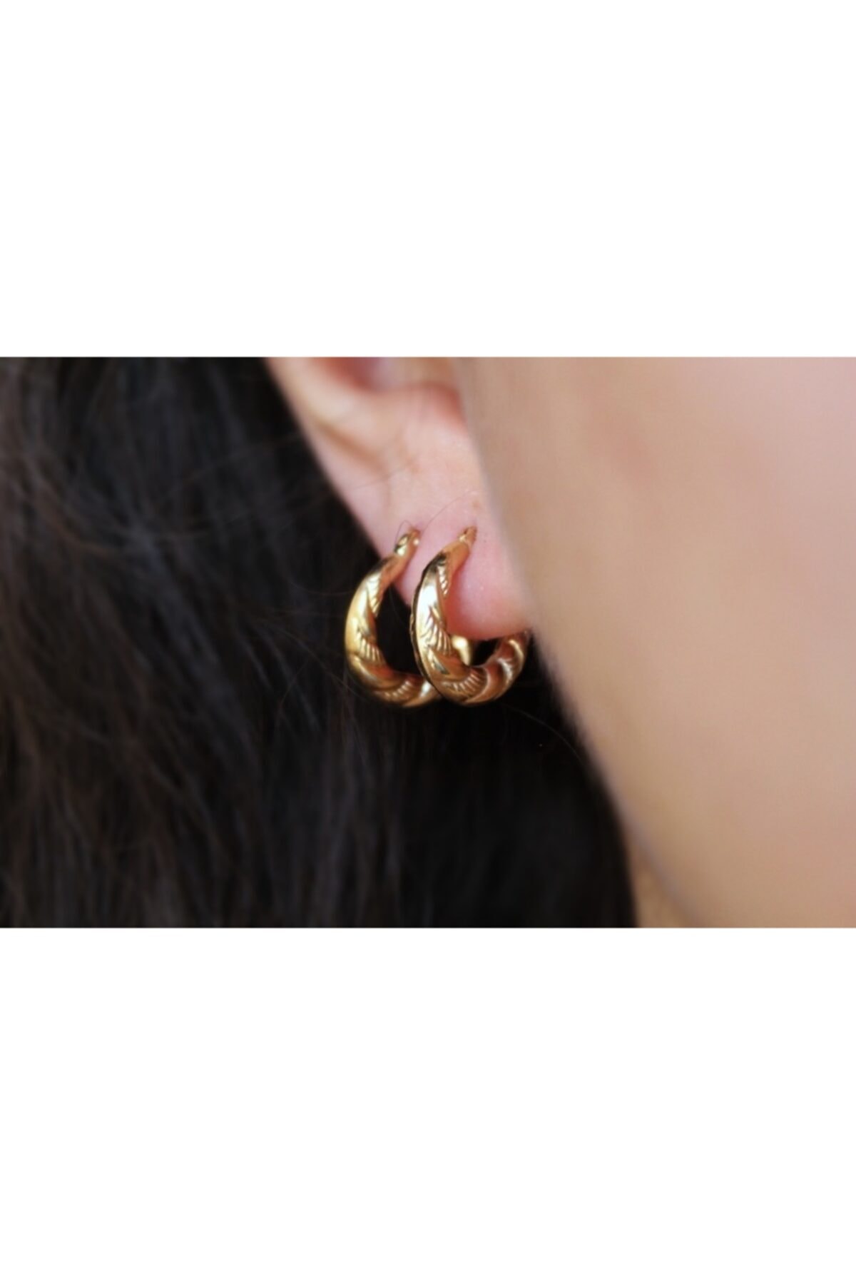 ES GOLD 14 Ayar Altın Vintage Küpe 1