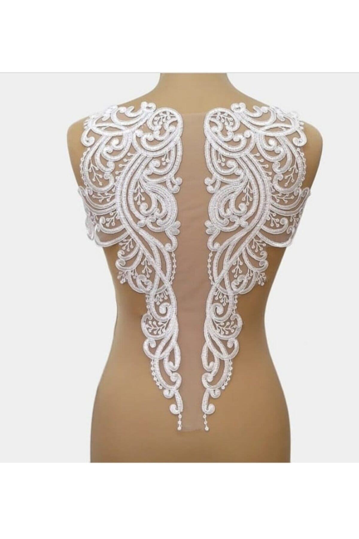 FİKA FEMME Gelinlik Abiye Ikili Sırt Inci Çakmalı Aplik