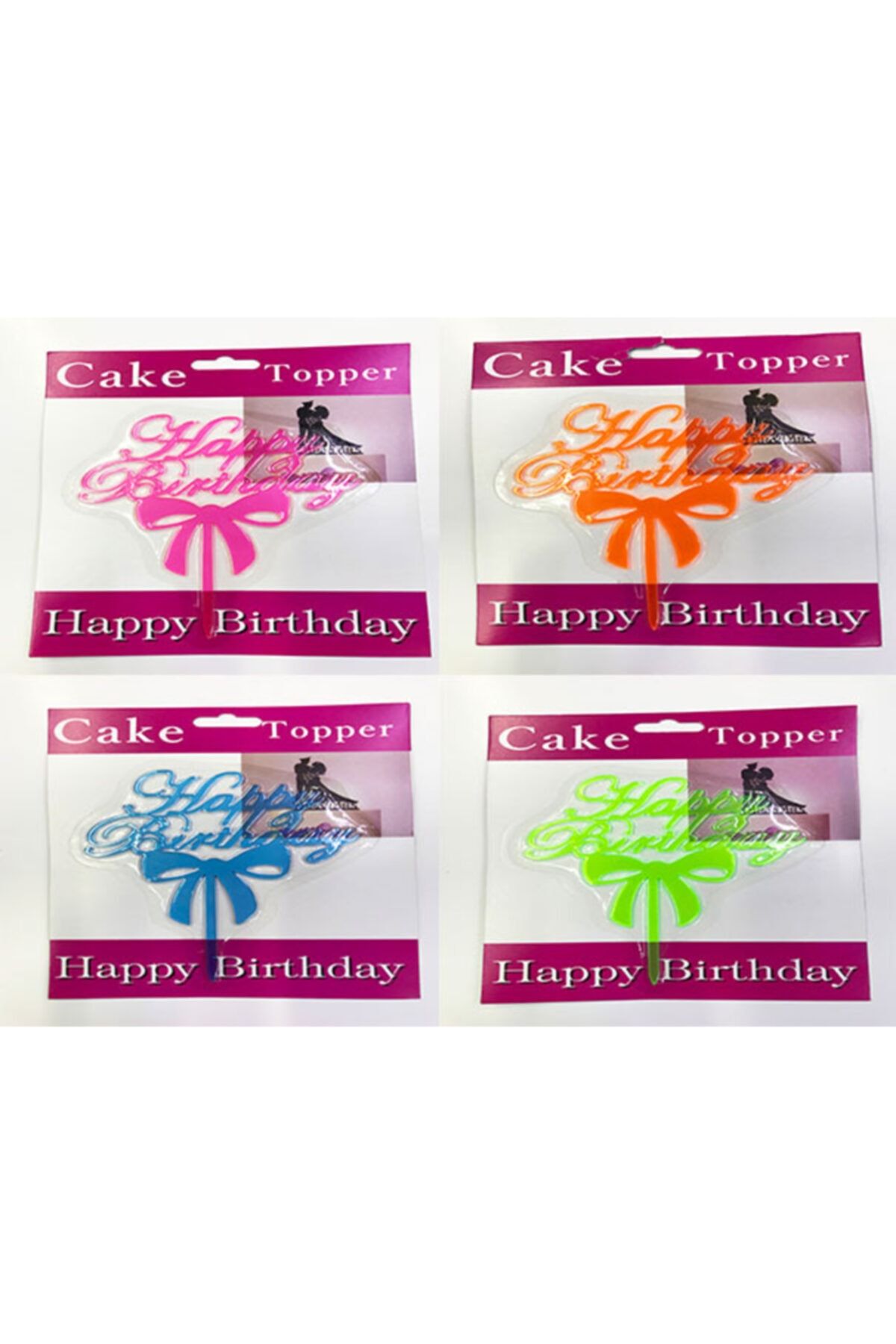 Go İthalat Happy Birthday Fiyonk Cake Topper 4 Adet