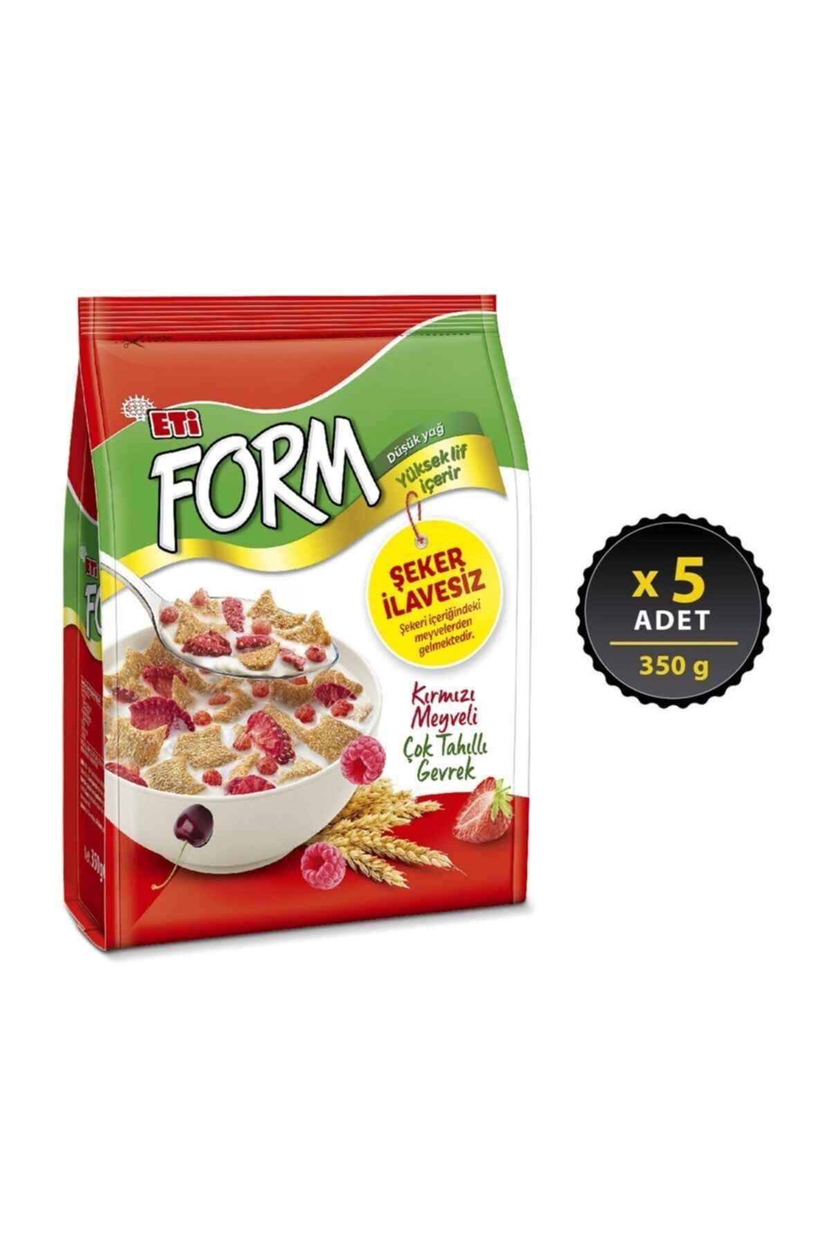 Eti Form Çok Tahıllı Kırmızı Meyveli Gevrek 350 g x 5 Adet