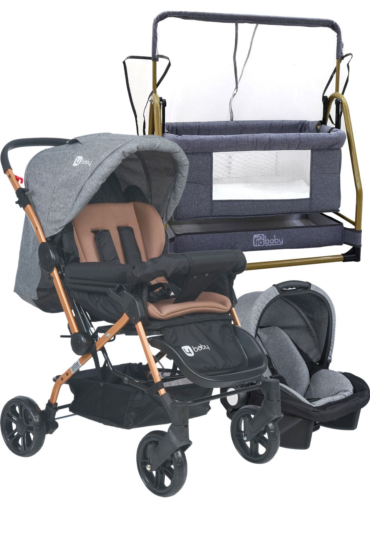 4 baby olympus gold travel sistem bebek arabasi sallanabilir besik sepetli gri fiyati yorumlari trendyol