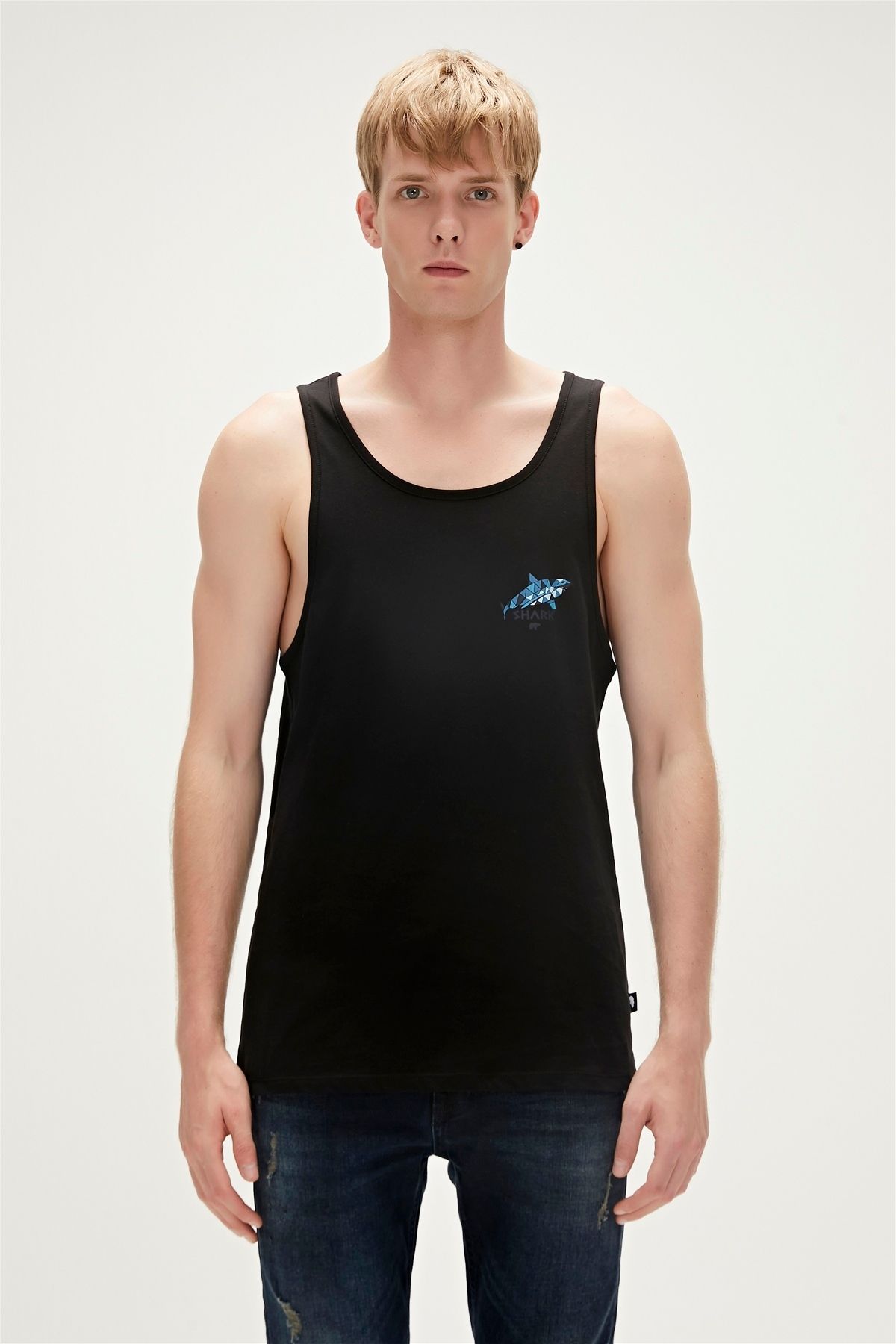 Bad Bear Shark Tank top Black Printed Men s Undershirt Trendyol