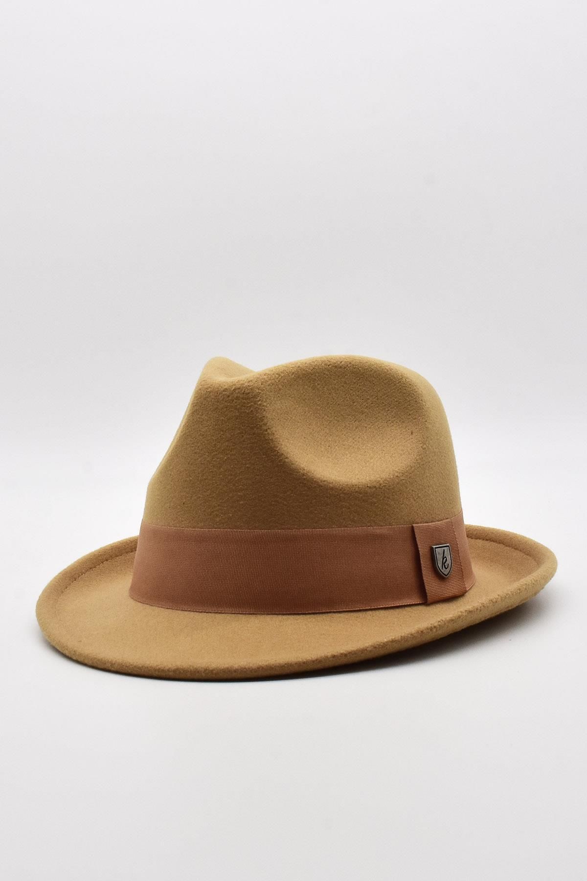 K lah Men s Beige Felt Trilby Fedora Hat Trendyol