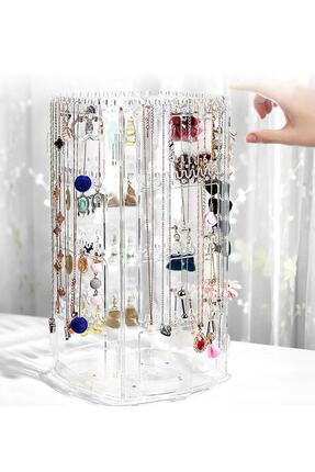 360° Dönebilen Takı Düzenleyici Organizeri Toka Küpe Düzenleme Standı Seffaf Image 4