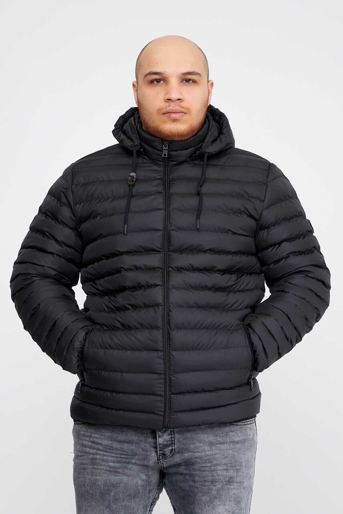 Danger Men s Plus Size Puffer Jacket Black Trendyol