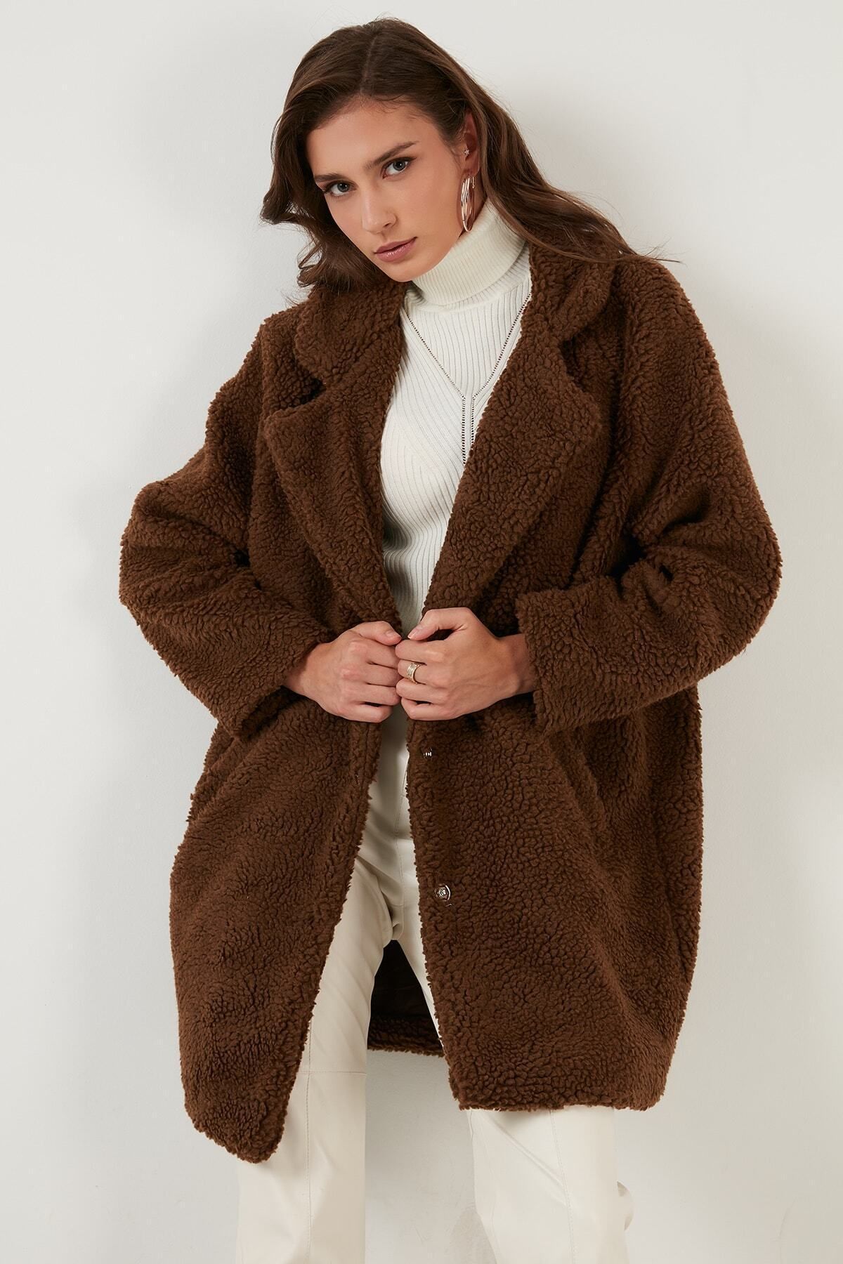 Lela Oversize Lined Pocketed Plush Teddy Coat Coat 497teddy