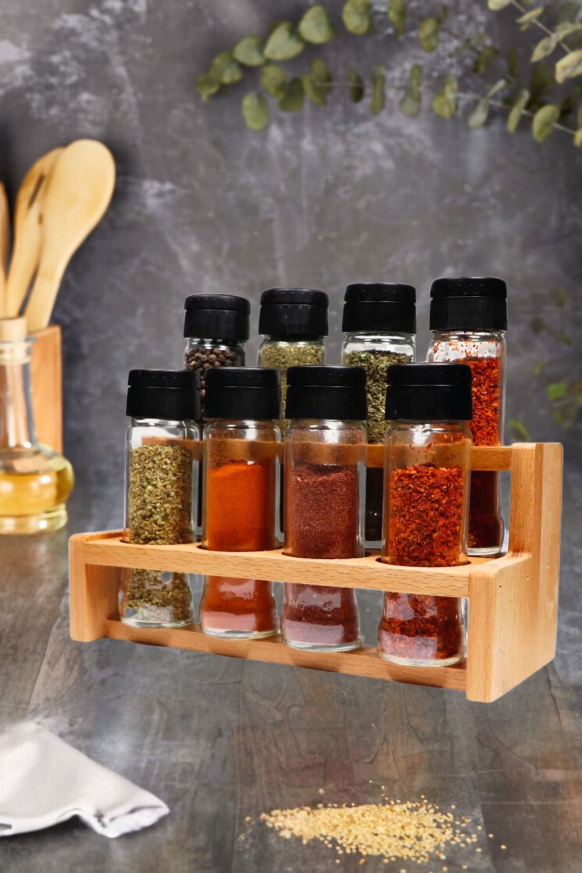 Glass spice rack best sale