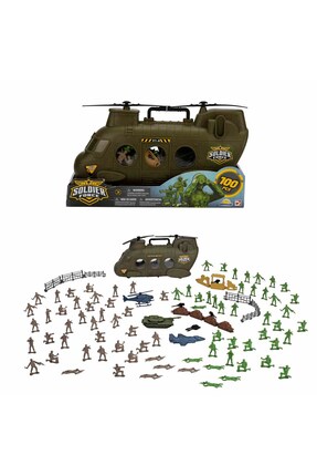 Soldier Force Helikopter Taşıma Çantalı 100 Parça Figür Kurşun Asker Oyun Seti Image 0