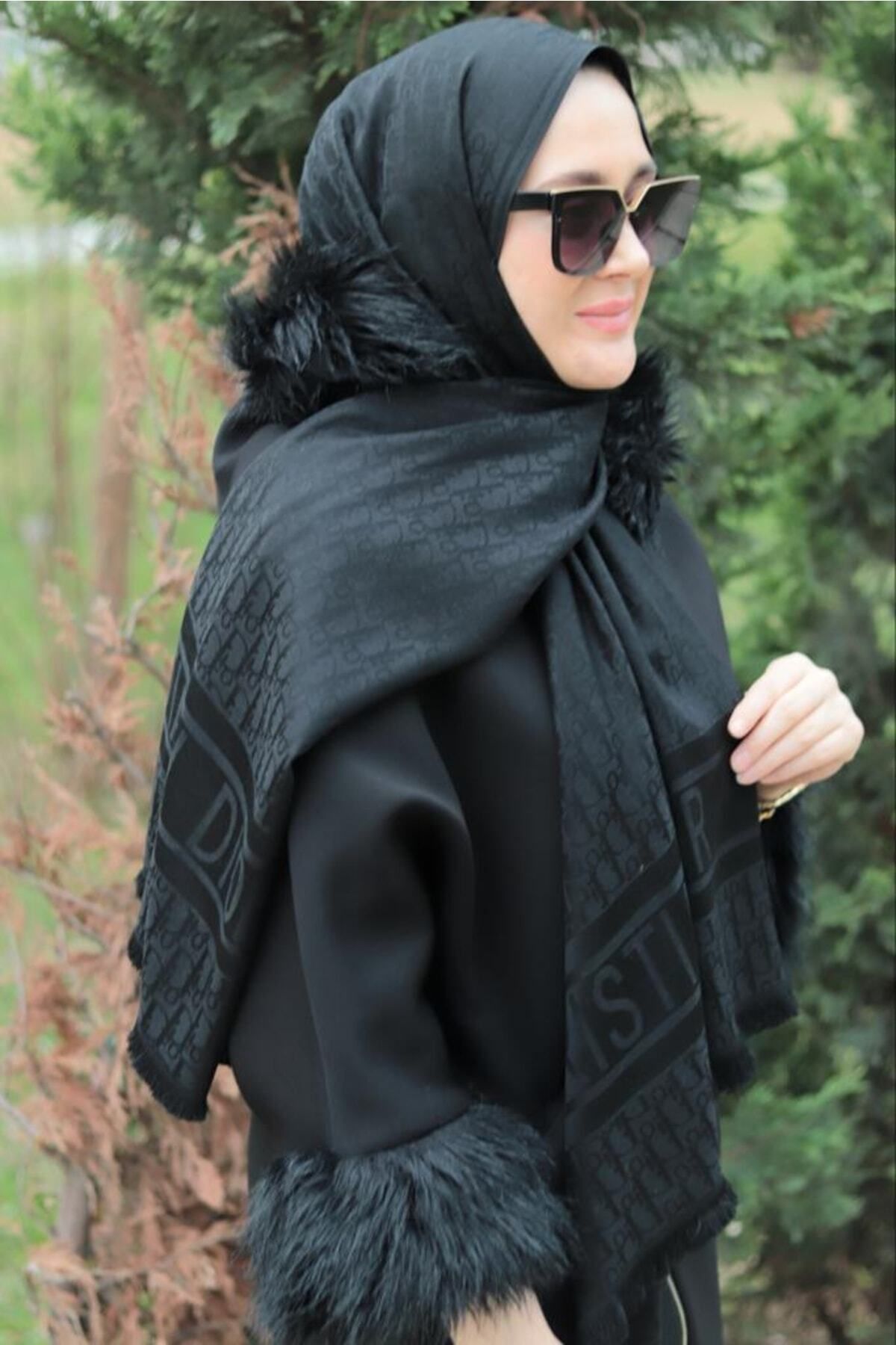 Mode Scarf Cashmere Silk Winter THICK D or Pattern Shawl Trendyol