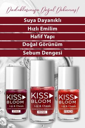 Kiss & Bloom Doğal Görünümlü Dudak ve Yanak Renklendirici Lip & Cheek Pink 11 ml Image 2