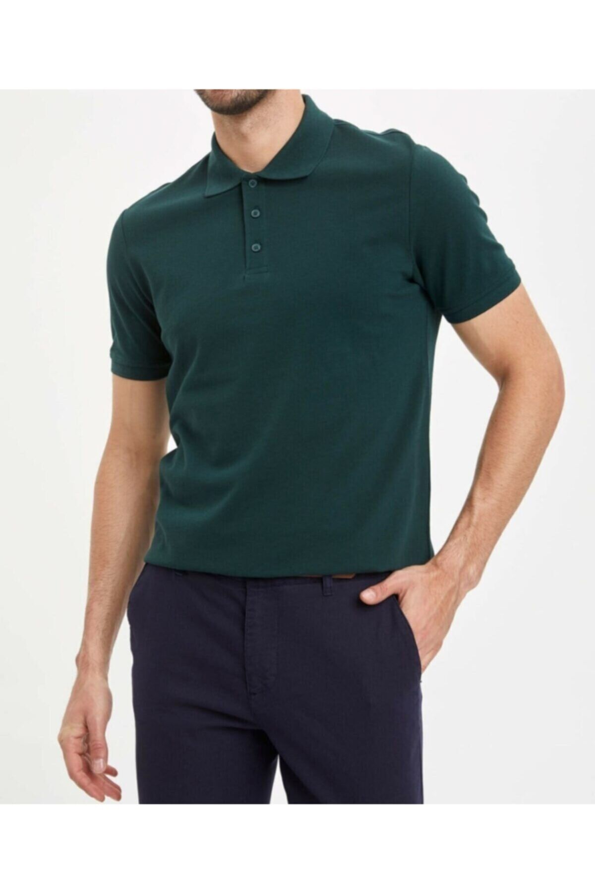 NACAR STORE Men s Green Polo Neck Slimfit Basic Tshirt Trendyol