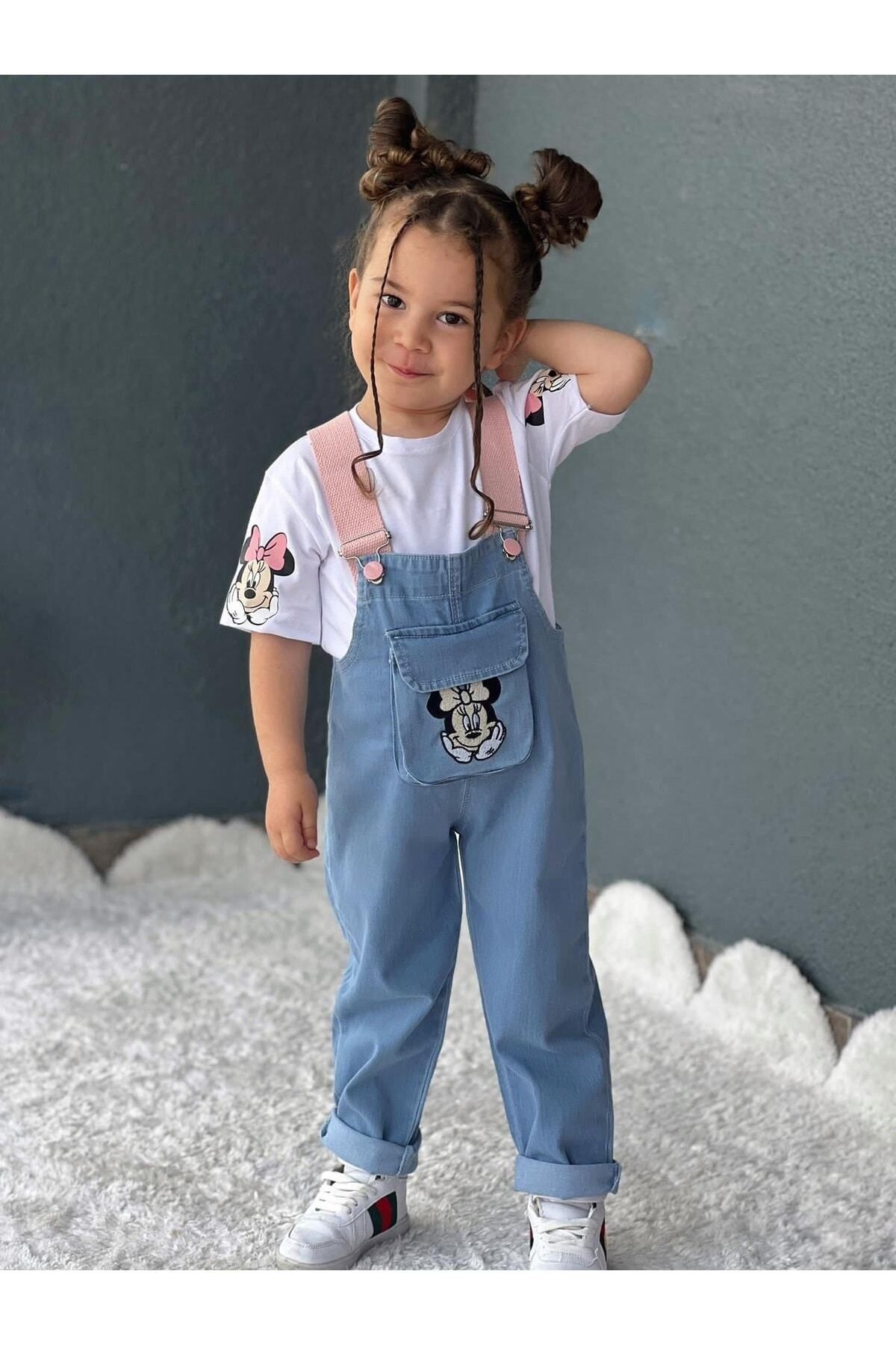 Pink Hippo Kids Minnie Mouse Embroidery Detailed Children s Denim