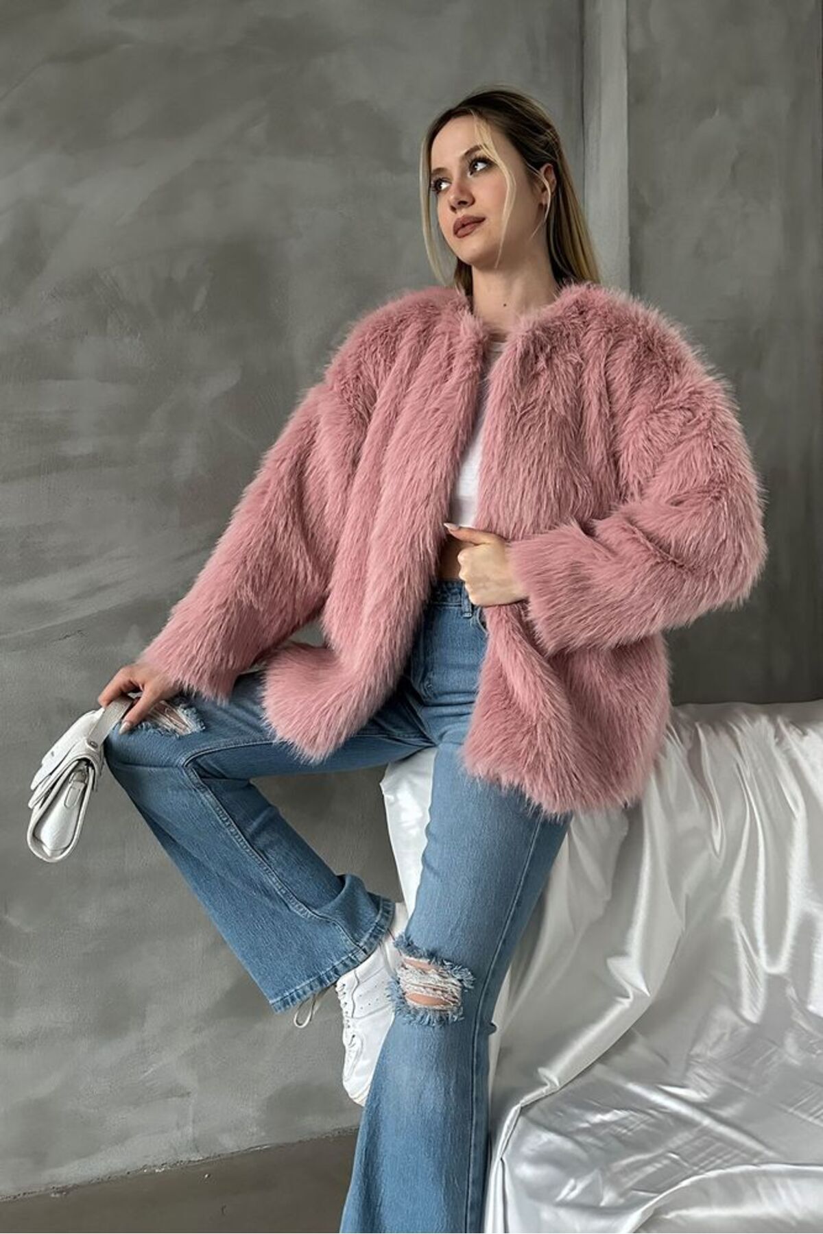Premium faux fur clearance coat