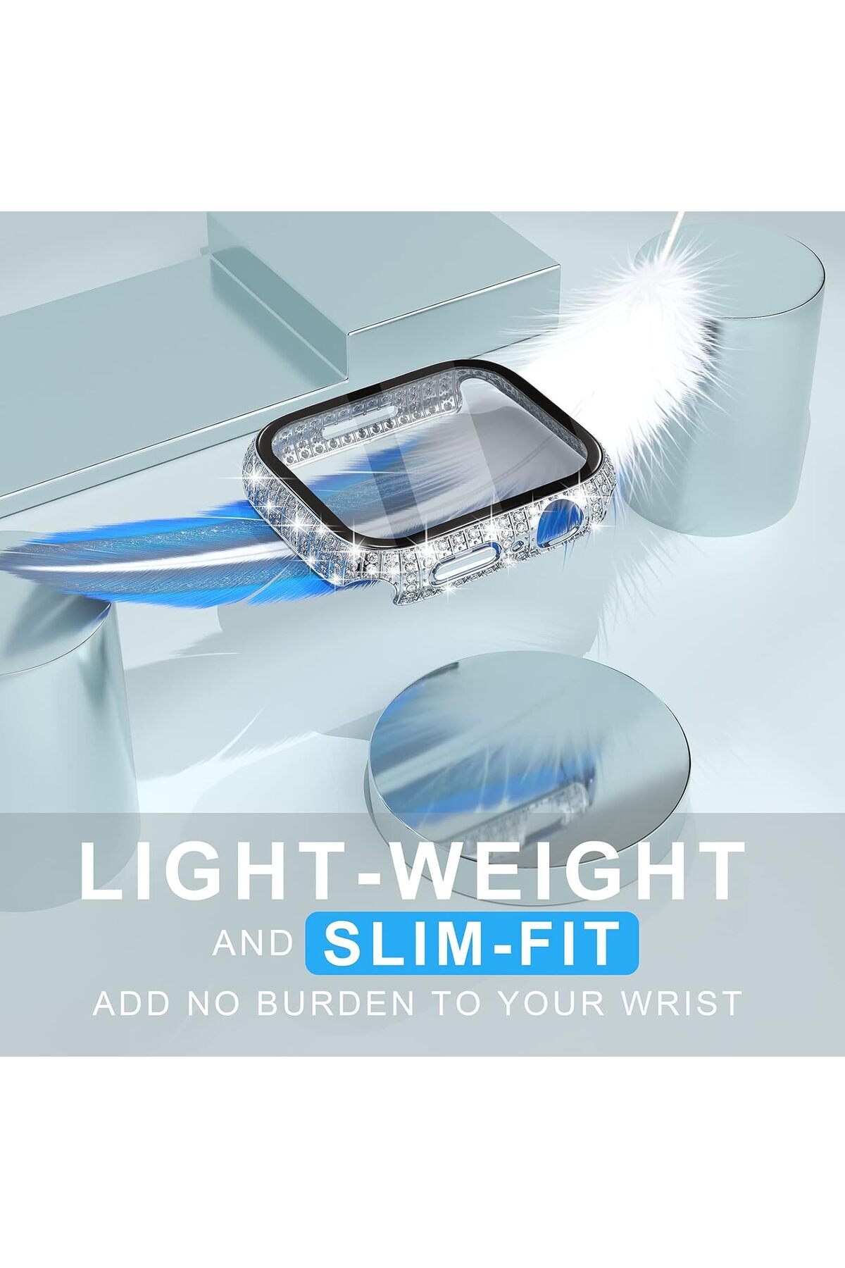 Apple Watch 41mm 7/8/9 سازگار با صفحه نمایش و محافظ قاب محافظ محافظ براق ساعت بزرگ سنگی