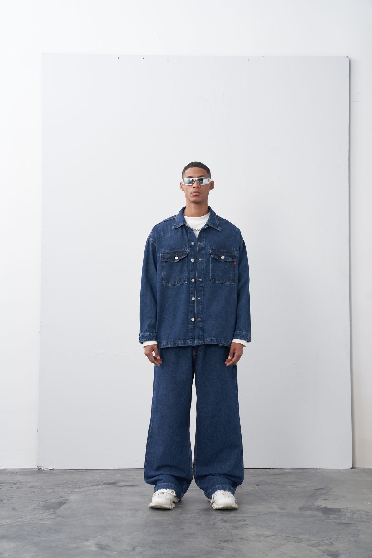 VAMOSCLO Dark Blue Relaxed Fit Denim Jacket Trendyol