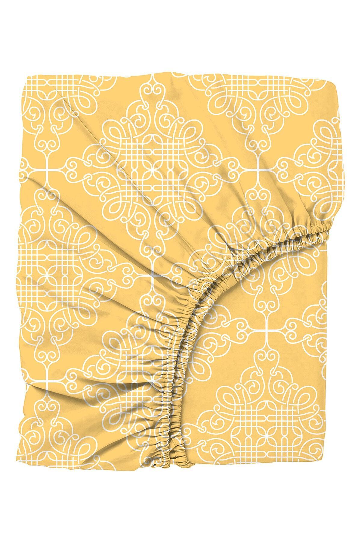 ست روتختی دو نفره الاستیک Ranforce روتختی مرمری زرد