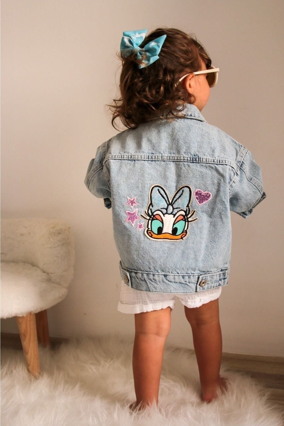 Pink Hippo Kids Girl s Daisy Duck Embroidered Denim Jacket Trendyol